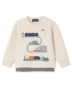 【人気商品再入荷】【直営店で取り扱い無し】電車アップリケ裾ボーダートレーナー