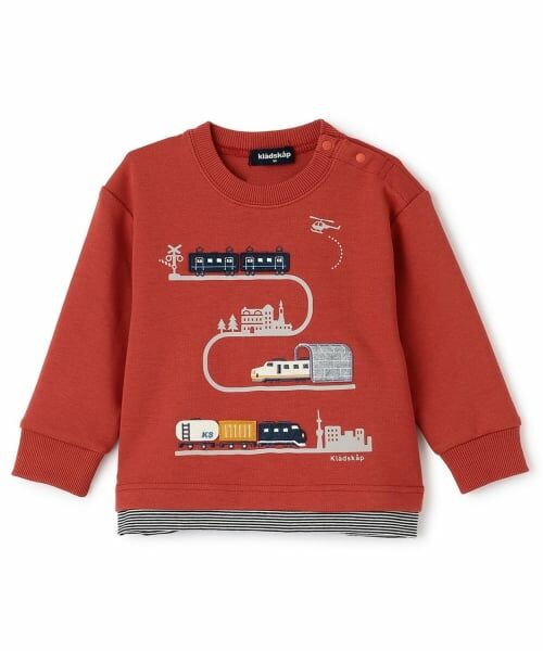 kladskap / クレードスコープ スウェット | 【人気商品再入荷】【直営店で取り扱い無し】電車アップリケ裾ボーダートレーナー（赤）