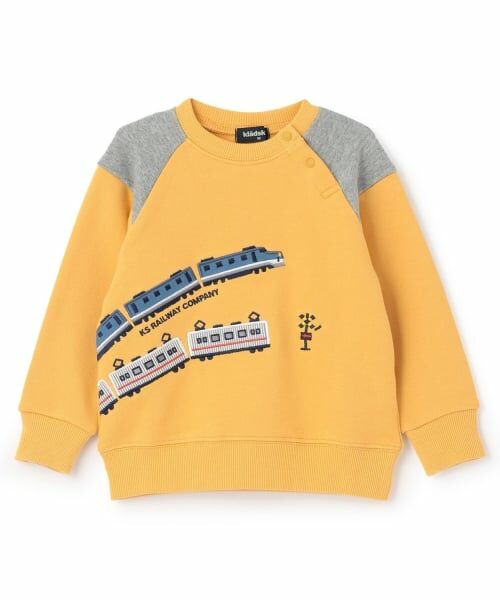 kladskap / クレードスコープ スウェット | 【人気商品再入荷】【直営店で取り扱い無し】電車刺しゅう袖ボーダートレーナー（カラシ）