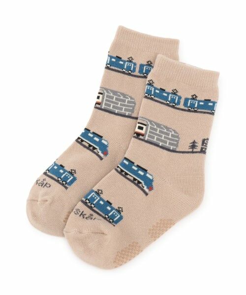 kladskap / クレードスコープ ソックス | 【人気商品再入荷】【直営店で取り扱い無し】電車クルーソックス（薄ベージュ）