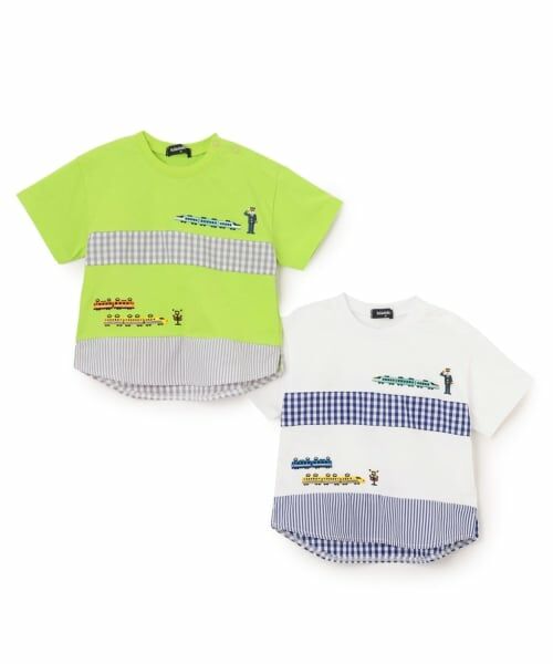 kladskap / クレードスコープ Tシャツ | 電車刺しゅう切替半袖Tシャツ | 詳細11