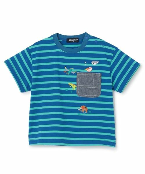 kladskap / クレードスコープ Tシャツ | 太古の生きものボーダー半袖Tシャツ（ブルー）