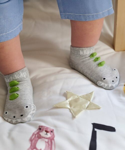 kladskap / クレードスコープ ソックス | 恐竜・サメスニーカーインソックス（トップ グレー）