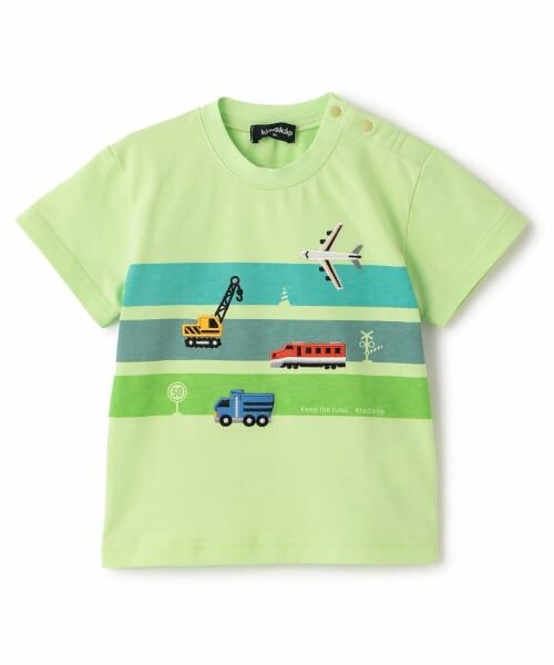 kladskap / クレードスコープ Tシャツ | ☆彡乗り物グラフィック半袖Tシャツ（ライト グリーン）