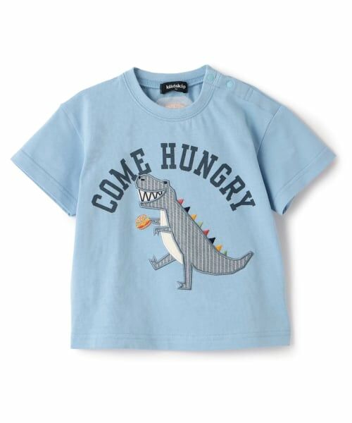 kladskap / クレードスコープ Tシャツ | ☆彡恐竜アップリケ半袖Tシャツ（モデレート ブルー）