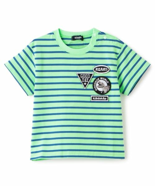 kladskap / クレードスコープ Tシャツ | 【人気商品再入荷】【直営店で取り扱い無し】ワッペンボーダー半袖Tシャツ（ライト グリーン）