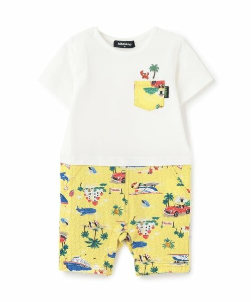 kladskap / クレードスコープ ロンパース | 乗り物柄半袖カバーオール（白）