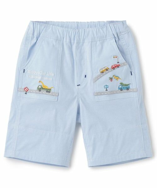 kladskap / クレードスコープ ショート・ハーフ・半端丈パンツ | 乗り物刺しゅう5分丈パンツ（サックス）