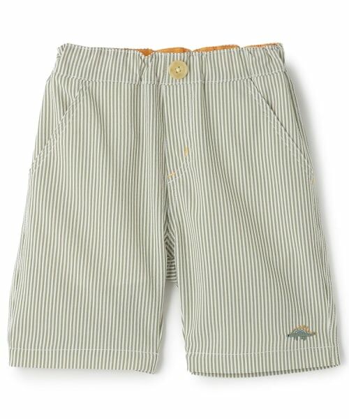 kladskap / クレードスコープ ショート・ハーフ・半端丈パンツ | 恐竜ワンポイント刺しゅう6分丈パンツ（カーキ）