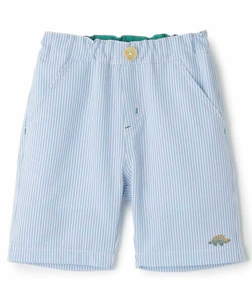 kladskap / クレードスコープ ショート・ハーフ・半端丈パンツ | 恐竜ワンポイント刺しゅう6分丈パンツ（サックス）