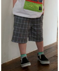 kladskap / クレードスコープ ショート・ハーフ・半端丈パンツ | 恐竜ワンポイントチェック5分丈パンツ
