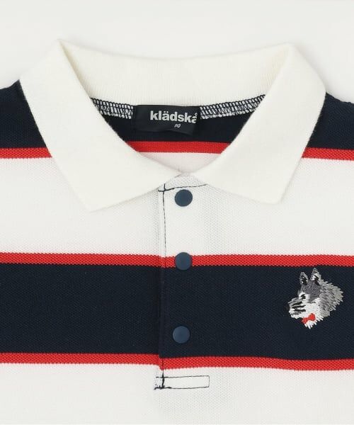 kladskap / クレードスコープ ポロシャツ | オオカミワンポイントボーダー半袖ポロシャツ | 詳細2