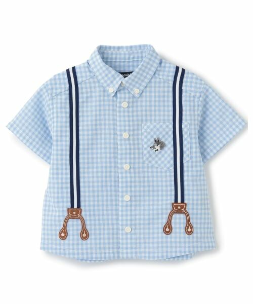 kladskap / クレードスコープ シャツ・ブラウス | サスペンダー風チェック半袖ボタンダウンシャツ | 詳細9