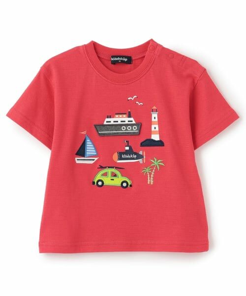 kladskap / クレードスコープ Tシャツ | 乗り物アップリケ半袖Tシャツ（赤）
