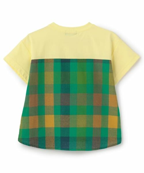 kladskap / クレードスコープ Tシャツ | 後ろ切替チェック電車アップリケ半袖Tシャツ | 詳細1