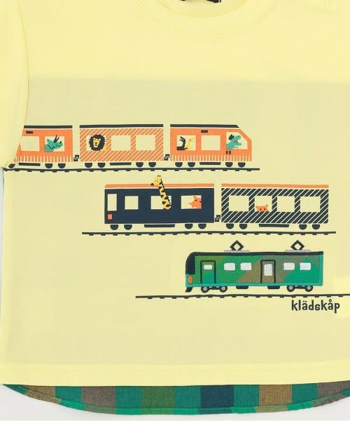 kladskap / クレードスコープ Tシャツ | 後ろ切替チェック電車アップリケ半袖Tシャツ | 詳細4