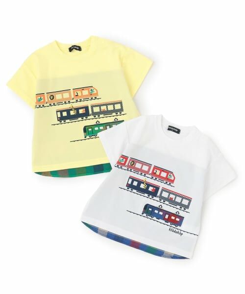 kladskap / クレードスコープ Tシャツ | 後ろ切替チェック電車アップリケ半袖Tシャツ | 詳細8
