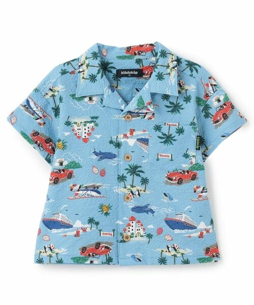 kladskap / クレードスコープ シャツ・ブラウス | 乗り物総柄半袖開衿シャツ（サックス）