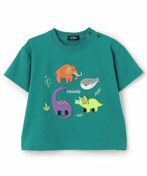 kladskap / クレードスコープ Tシャツ | 太古のいきものアップリケ半袖Tシャツ（ブルー グリーン）