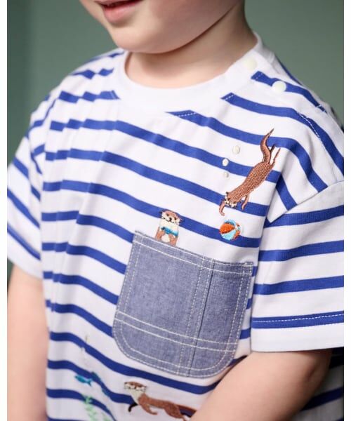 kladskap / クレードスコープ Tシャツ | カワウソ刺しゅうボーダー半袖Tシャツ | 詳細15