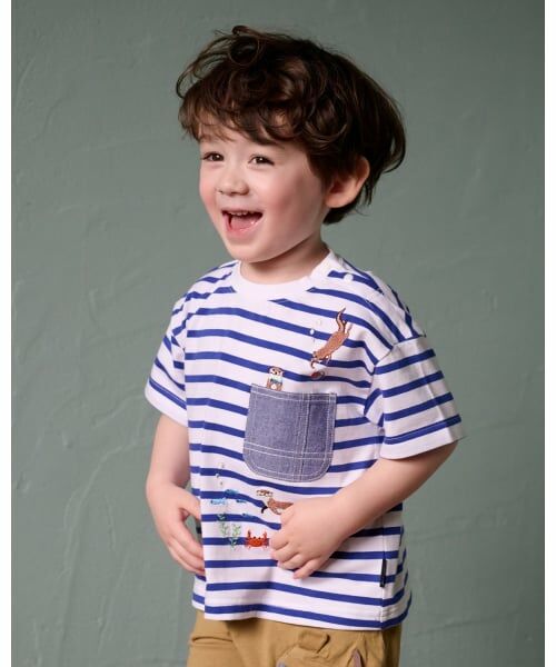 kladskap / クレードスコープ Tシャツ | カワウソ刺しゅうボーダー半袖Tシャツ | 詳細16