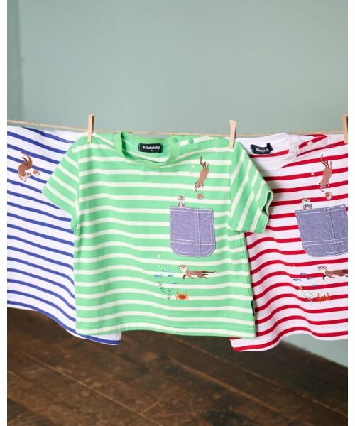 kladskap / クレードスコープ Tシャツ | カワウソ刺しゅうボーダー半袖Tシャツ | 詳細18