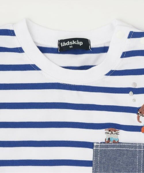 kladskap / クレードスコープ Tシャツ | カワウソ刺しゅうボーダー半袖Tシャツ | 詳細2