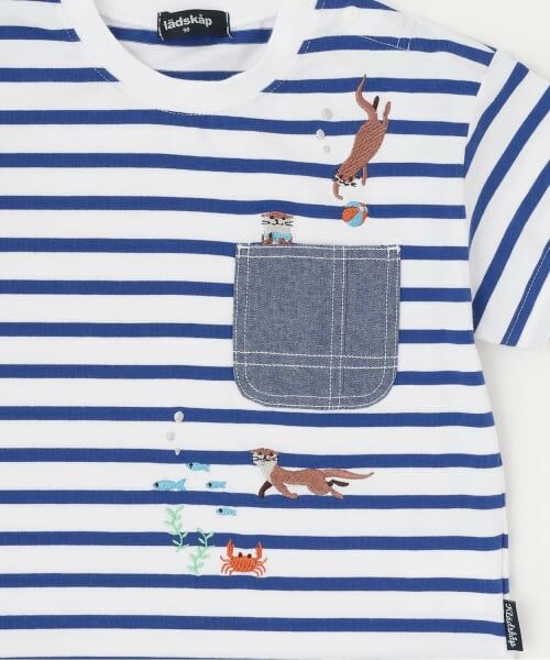 kladskap / クレードスコープ Tシャツ | カワウソ刺しゅうボーダー半袖Tシャツ | 詳細5