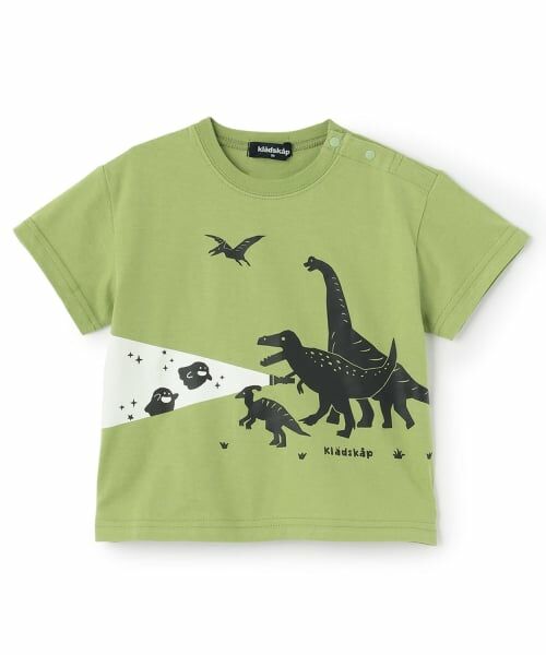 kladskap / クレードスコープ Tシャツ | 蓄光恐竜シルエット半袖Tシャツ（薄カーキ）