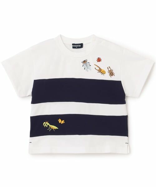 kladskap / クレードスコープ Tシャツ | 昆虫刺しゅう切替半袖Tシャツ(白)