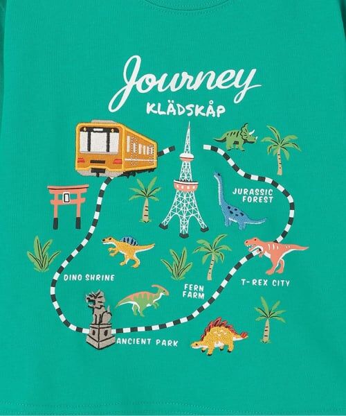 kladskap / クレードスコープ Tシャツ | 電車と恐竜マップ7分袖Tシャツ | 詳細3