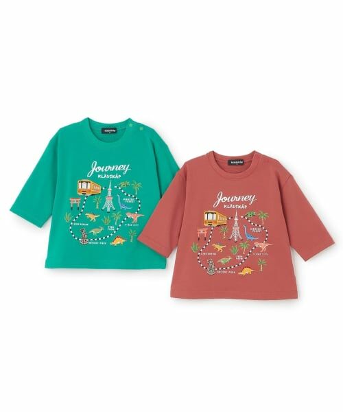 kladskap / クレードスコープ Tシャツ | 電車と恐竜マップ7分袖Tシャツ | 詳細8