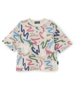 kladskap / クレードスコープ Tシャツ | 恐竜×ロゴ総柄6分袖Tシャツ