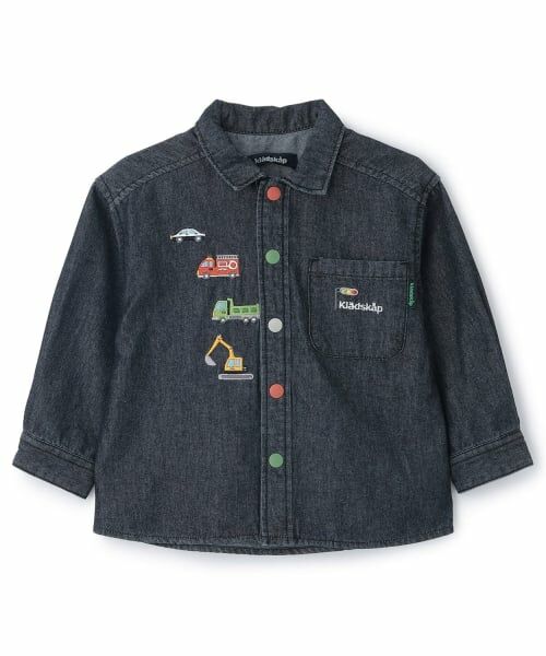 kladskap / クレードスコープ シャツ・ブラウス | 働く車刺しゅう長袖シャツ(黒)