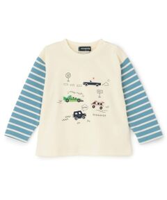 kladskap / クレードスコープ Tシャツ | 車アップリケ袖ボーダー長袖Tシャツ