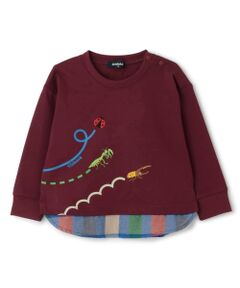 kladskap / クレードスコープ Tシャツ | 昆虫刺しゅう裾チェック長袖Tシャツ