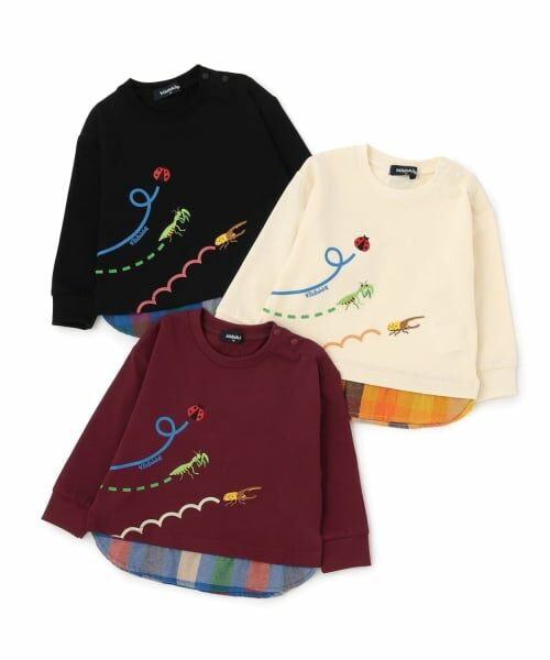 kladskap / クレードスコープ Tシャツ | 昆虫刺しゅう裾チェック長袖Tシャツ | 詳細10