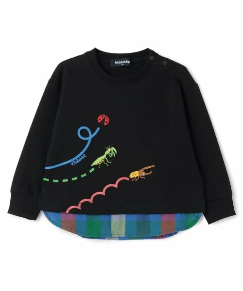 kladskap / クレードスコープ Tシャツ | 昆虫刺しゅう裾チェック長袖Tシャツ | 詳細11