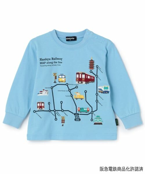kladskap / クレードスコープ Tシャツ | 【阪急電車】路線図長袖Tシャツ(サックス)