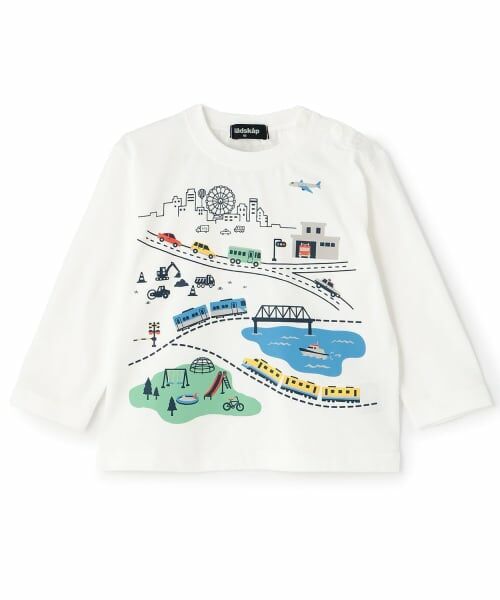 kladskap / クレードスコープ Tシャツ | ☆彡街と乗り物グラフィック長袖Tシャツ(オフ ホワイト)