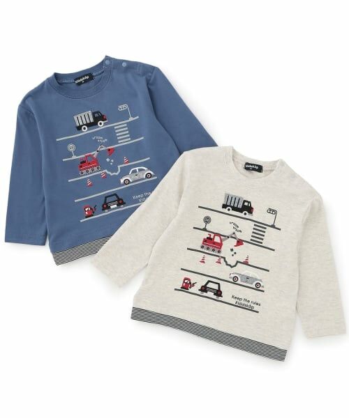 kladskap / クレードスコープ Tシャツ | ☆彡乗り物×裾ボーダー長袖Tシャツ | 詳細6