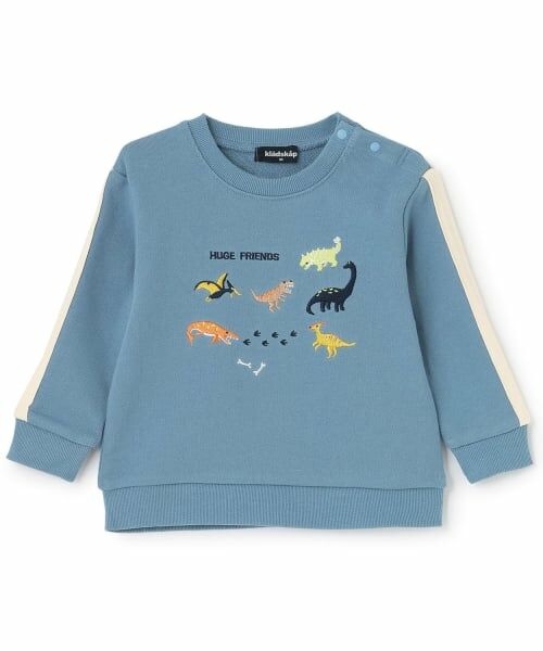 kladskap / クレードスコープ Tシャツ | ☆彡恐竜刺しゅう袖ライントレーナー(モデレート ブルー)