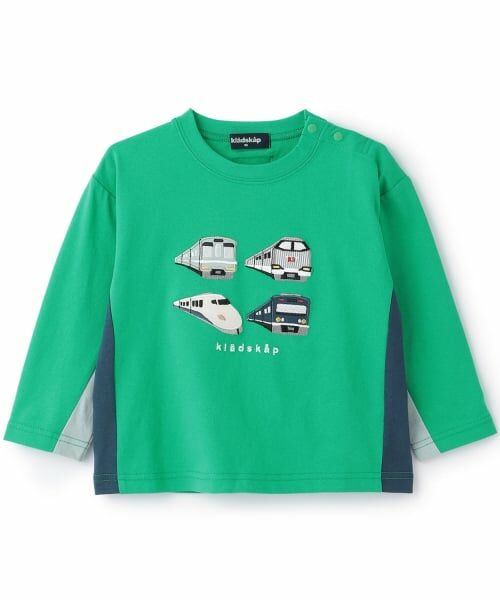 kladskap / クレードスコープ Tシャツ | 【人気商品再入荷】【直営店で取り扱い無し】電車アップリケ長袖Tシャツ(グリーン)