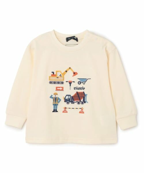 kladskap / クレードスコープ Tシャツ | 働く人と乗り物長袖Tシャツ(アイボリー)