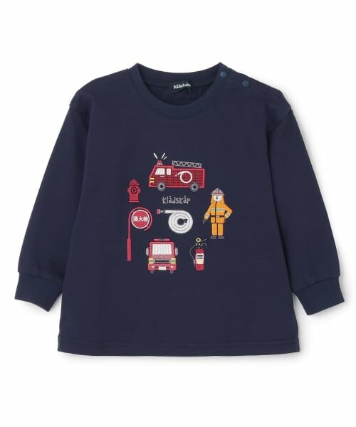 kladskap / クレードスコープ Tシャツ | 働く人と乗り物長袖Tシャツ(紺)