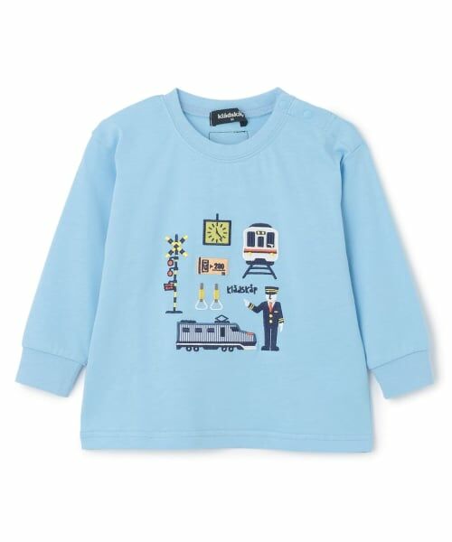 kladskap / クレードスコープ Tシャツ | 働く人と乗り物長袖Tシャツ(サックス)