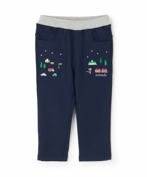 kladskap / クレードスコープ その他パンツ | ☆彡乗り物と森ロング丈ストレートパンツ(紺)