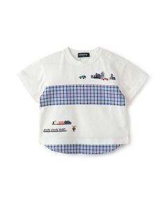 乗り物異素材切替半袖Tシャツ