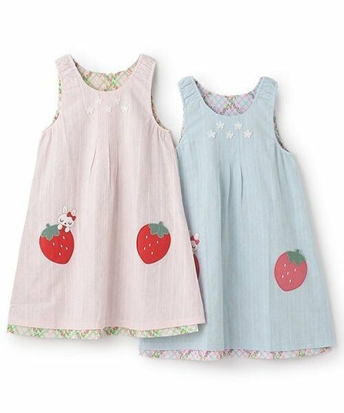 KP / ケーピー ミニ丈・ひざ丈ワンピース | いちご柄リバーシブルジャンパースカート（140cm) | 詳細12