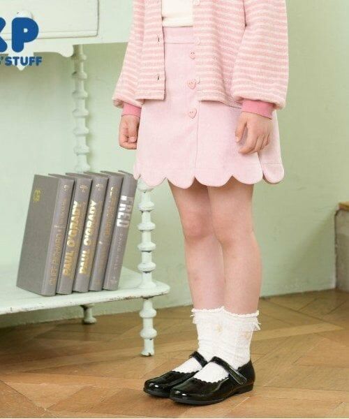 KP / ケーピー ショート・ハーフ・半端丈パンツ | KP スカラップスウェードキュロット(110～160)（ピンク）